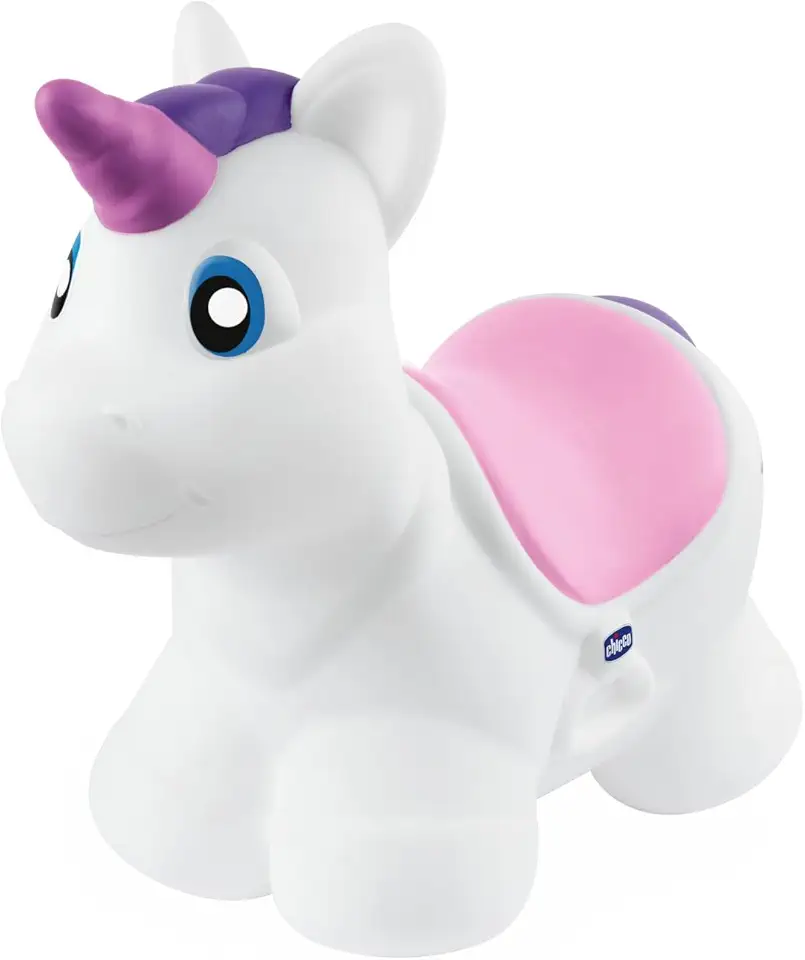 Chicco Bouncy Unicorno Cavalcabile Gonfiabile Rimbalzante Facile Da Gonfiare Con Pompetta Manuale Inclusa Per Giocare Dentro E Fuori Casa Morbido Materiale Resistente e Facile Da Pulire 18 Mesi-5 Anni