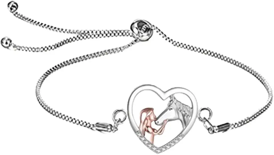 Fc'Noqgn Fc'Noqgn Collana con Ciondolo a Forma di Cuore d'Amore, Collana da Ragazza Cavallo, Collana da Donna, Gioielli per Ragazze