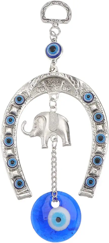 Garneck Malocchio Blu Turco con Amuleto Decorativo da Parete con Elefante Portafortuna Ornamenti Appesi Protezione E di Benedizione Portafortuna, per Inaugurazione della casa