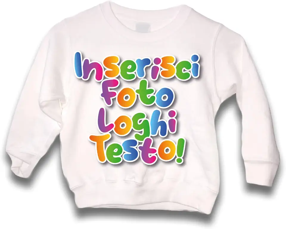 Generico Felpa Girocollo Personalizzata con Foto e Testo Nome Cartoni per Bambini Unisex Felpata Bimbo Bianca Nera Rossa 1 2 3 4 5 6 7 8 9 10 11 12 13 14 Anni (Bianco, 𝐓𝐢𝐩𝐨 𝐝𝐢 𝐬𝐭𝐚𝐦𝐩𝐚: fronte)
