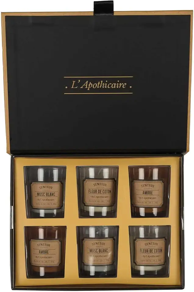 HOME DECO FACTORY, BO0111, Scatola da 6 Eleganti Candele profumate, varietà di fragranze rilassanti, Design Raffinato per Qualsiasi Decorazione d'interni, Dimensioni: 6 x 10 cm