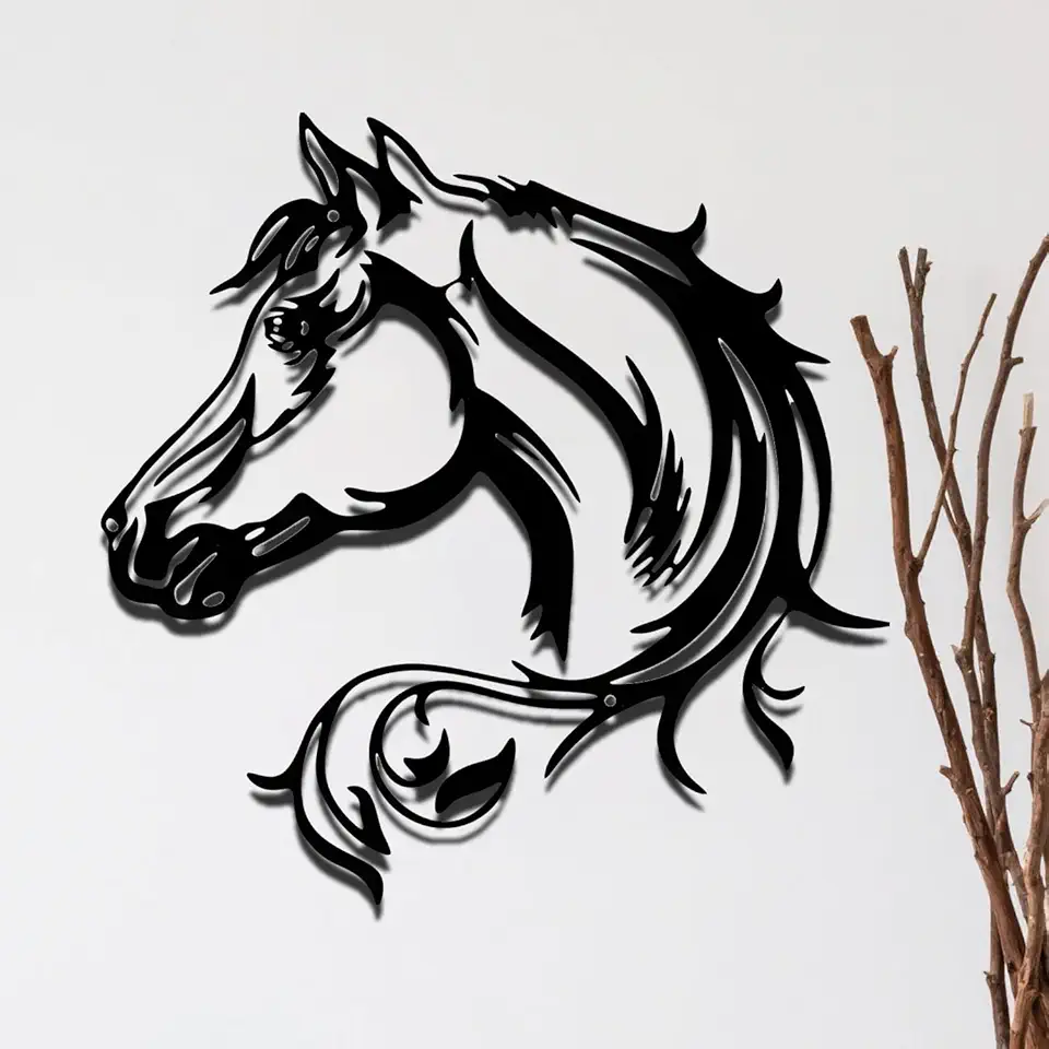 Homorro Decorazione da Parete in Metallo Cavallo Decorazioni Casa Oggetti Decorativi per Camera da Letto Pareti Bagno Muro Salotto Soggiorno Home Decor Moderna Murali Wall Art Regali Nero Cavalli