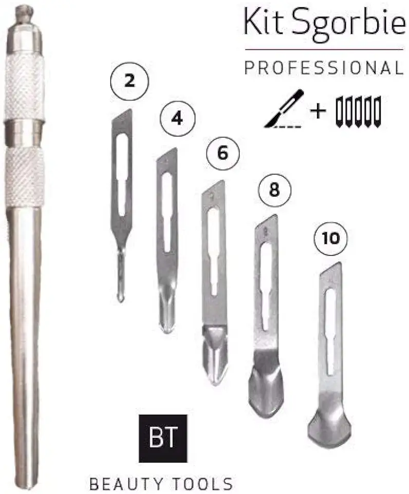 KIT PROFESSIONALE MANICO SGORBIE + LAME 2 PEZZI X 2,4,6,8,10