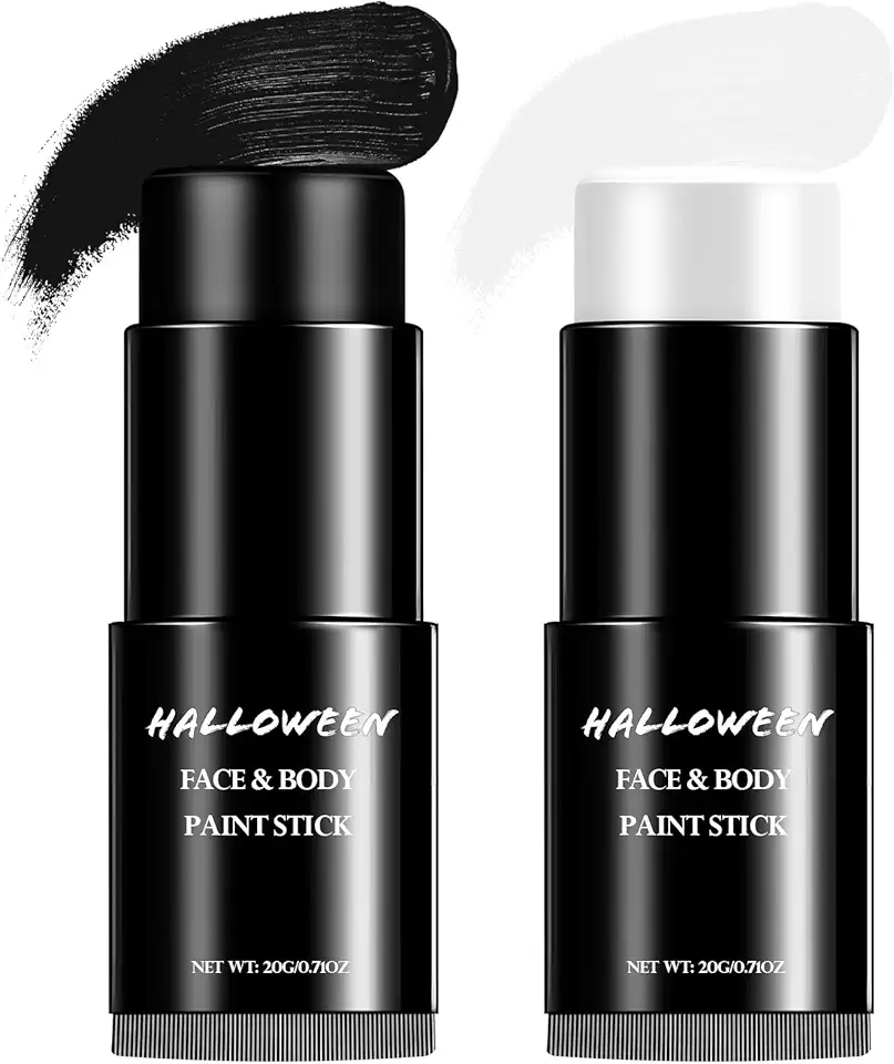 Trucchi Bianco Nero Halloween Make Up Adulti Bambini - Kit Trucco per Colori Viso Halloween Makeup Donna Uomo Face Body Occhi Paint per Carnevale Clown Joker Vampiro Effetti Speciali Lmpermeabile 40g