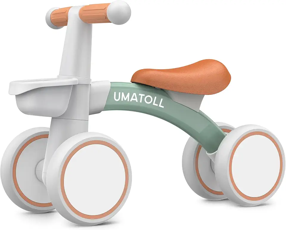 Umatoll Bicicletta Senza Pedali per 1 Anni, Bicicletta Equilibrio per Bambini 12-24 Mesi con Cestino, Giocattolo per Bici per i più Piccoli Baby, Primo Regalo di Compleanno (Verde) Recycled Claim Standard Blended Carbonfree Certified