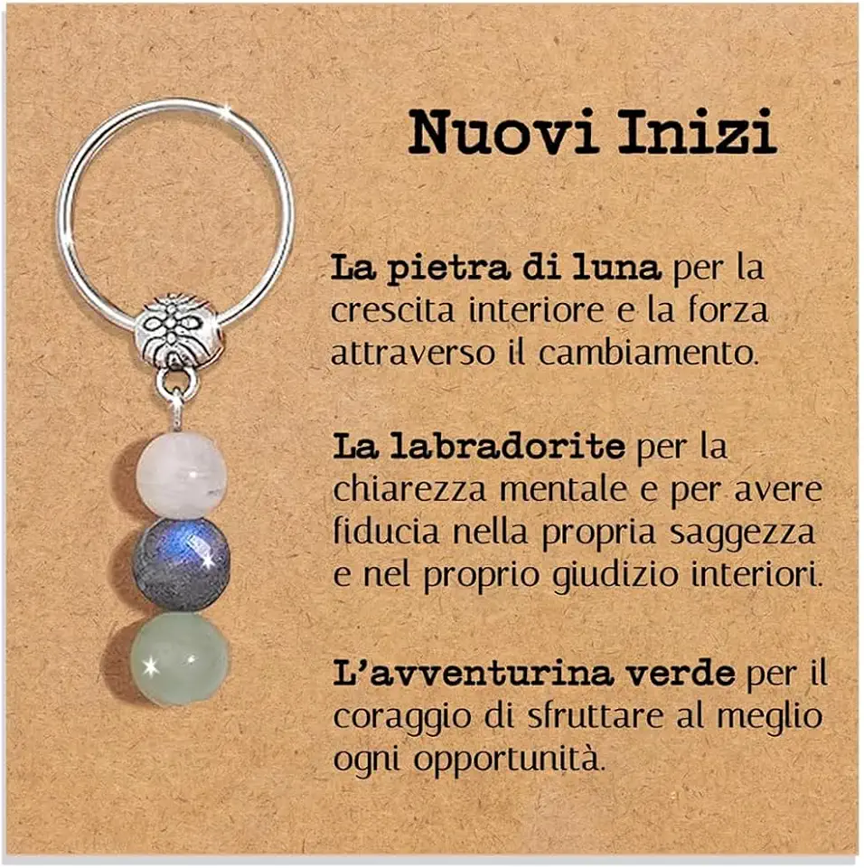 Vulfire Portachiavi personalizzato con cristalli naturali, idea regalo nuovi inizi gadget con pietre curative regali per lui uomo per lei donna Cristallo curativo dedica speciale