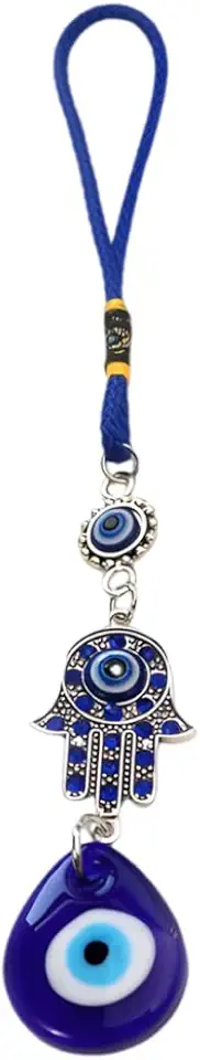 WUSJCOF Amuleto malocchio,occhio blu,decorazione da parete,decorazione per la casa,ciondolo di protezione e benedizione,regalo in vetro Ciondolo per la casa con perline e talismano (blu)